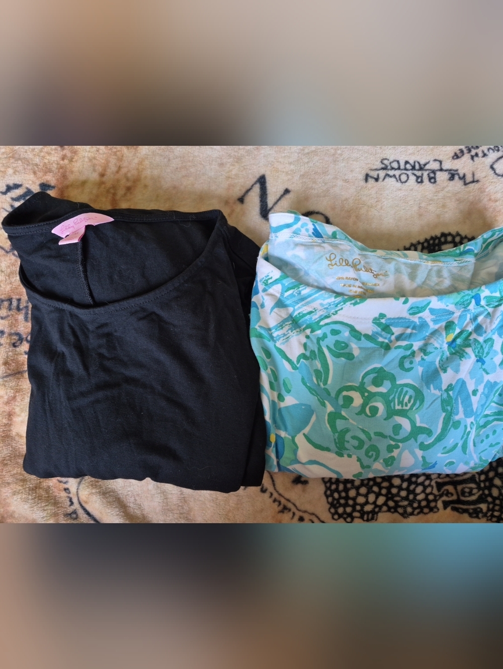 Lilly Pulitzer Size Medium Dress Lot Blue Floral Black Dress Stretchy